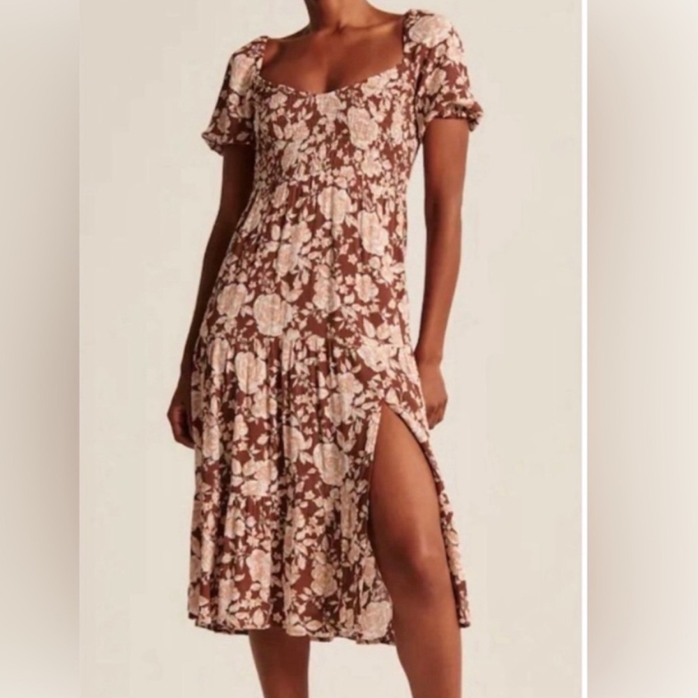 Abercrombie & Fitch Brown Floral Midi Dress